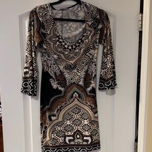 Bailey Blue Black and Brown Long Sleeve Dress